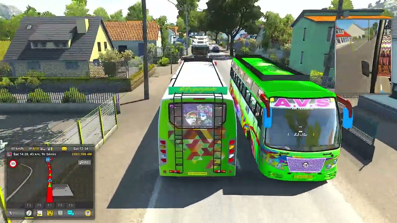 Racing with the train Bus driving in ETS2 | Horn Box | Logitech G923 Setup