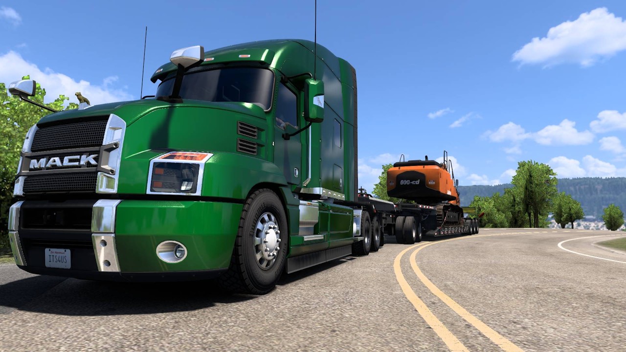 Transporting Hitachi Excavator with Mack Truck | American Truck Simulator